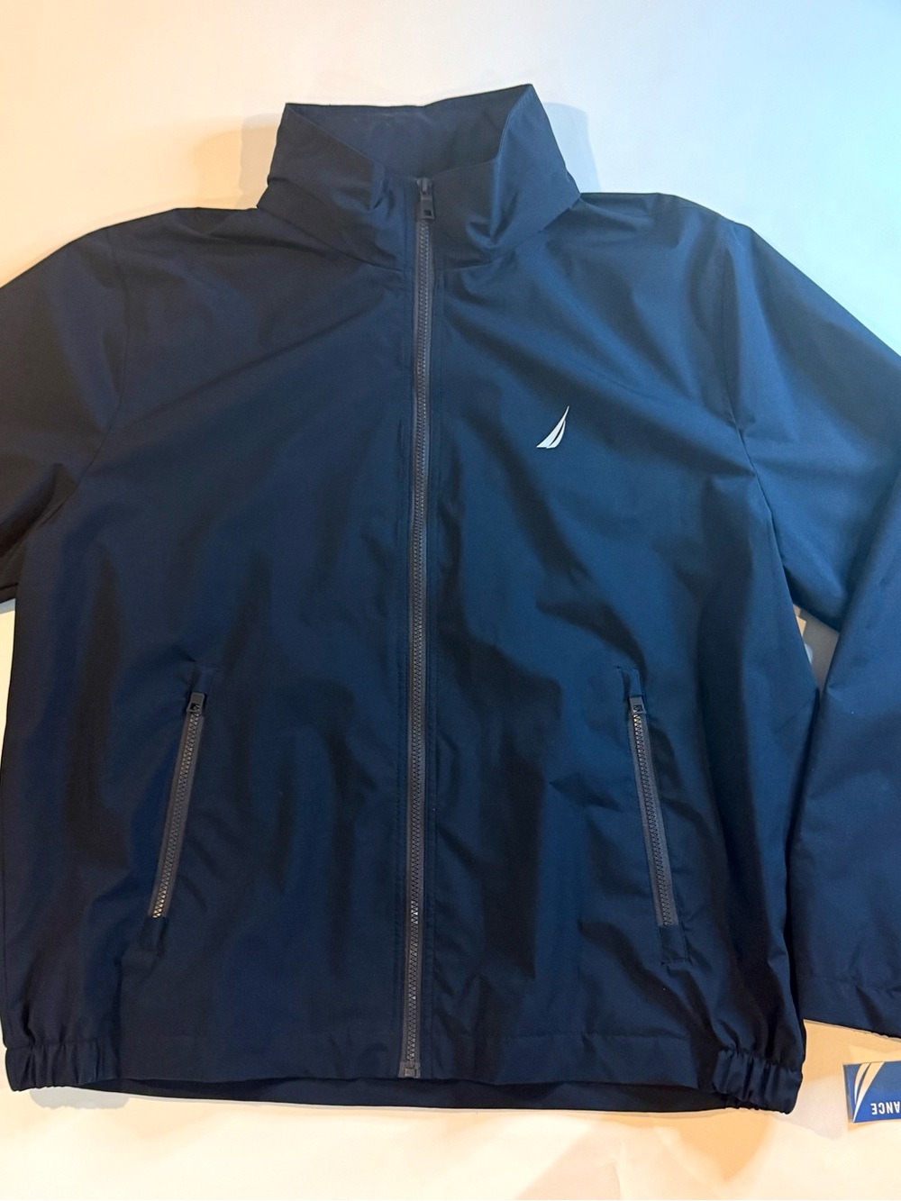 Nautica Men’s Windbreaker Lightweight Jacket Navy Size XL Roll Up Hoodie
